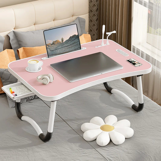 Foldable Portable Laptop Desk with USB Light, Cooling Fan & Cup Holder – Adjustable Workstation Table for Home & Office 💻🛋️