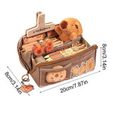 Capybara Pencil Case – Waterproof Plush Pencil Pouch with Cute Pins