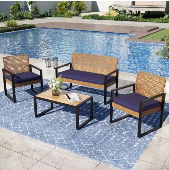 “Patio Furniture Set with Cushions – Outdoor Sofa, Chairs & Tea Table for Garden, Deck & Summer Relaxation”