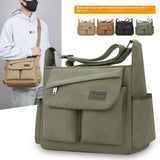 Men’s Canvas Messenger Bag – Casual Travel Shoulder Bag with Multi-Pocket & Adjustable Strap