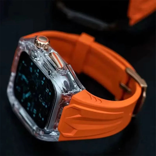 Apple Watch Modification Kit – Transparent Protective TPU Case + Strap for Ultra, Series 9/8/7/6/5/4 (45mm/44mm/49mm)