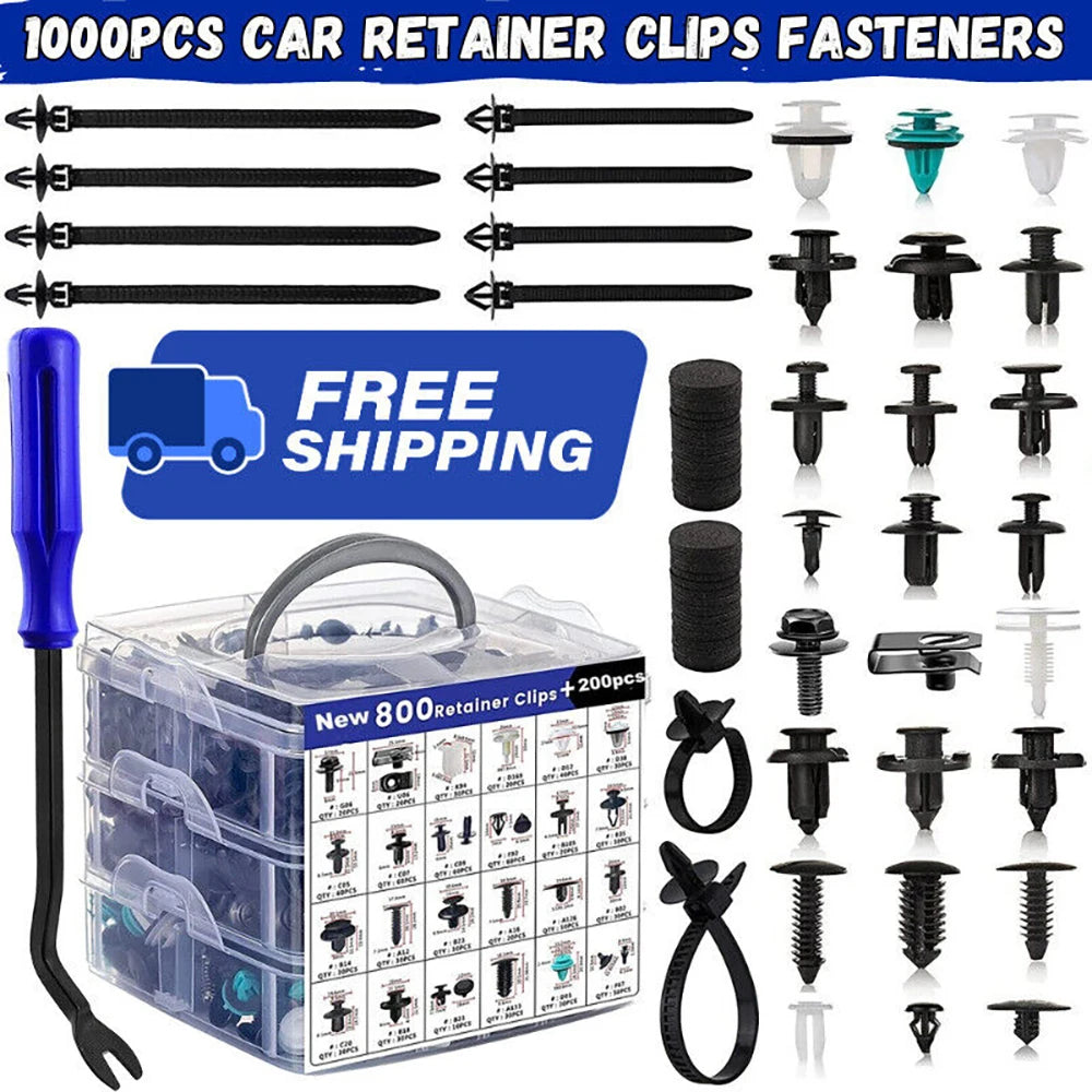 Automotive Retainer Clips & Rivet Fastener Kit – Includes Remover Tool (+ GM, Ford, Toyota, Honda Support)