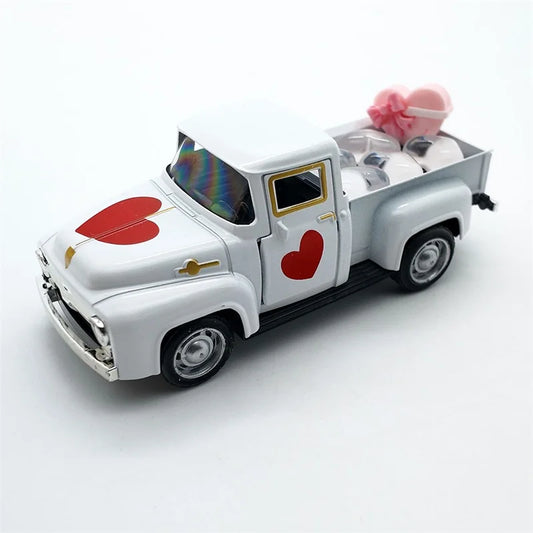 Vintage Pickup Truck Model with Heart-Shaped Doors – Romantic Decorative Gift for Mother’s Day, Valentine’s Day & Home Décor
