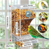 Transparent Automatic Bird Feeder – Anti-Splash Outside Cage Feeder for Parrots, Parakeets, Finches & Small Birds
