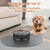 Waterproof Silicone Dog Feeding Mat – NPET Slip-Resistant, Dishwasher Safe Pet Food Mat (28 × 21 in / 26 in)