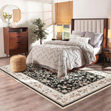 Vintage Floral Washable Area Rug – Soft Low-Pile Non-Slip Carpet for Living Room & Bedroom