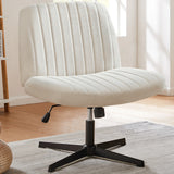 🪑 JHK Cross-Legged Rocking Gaming Chair – Armless Wide Fabric Swivel Task & Vanity Chair for Office & Living Room