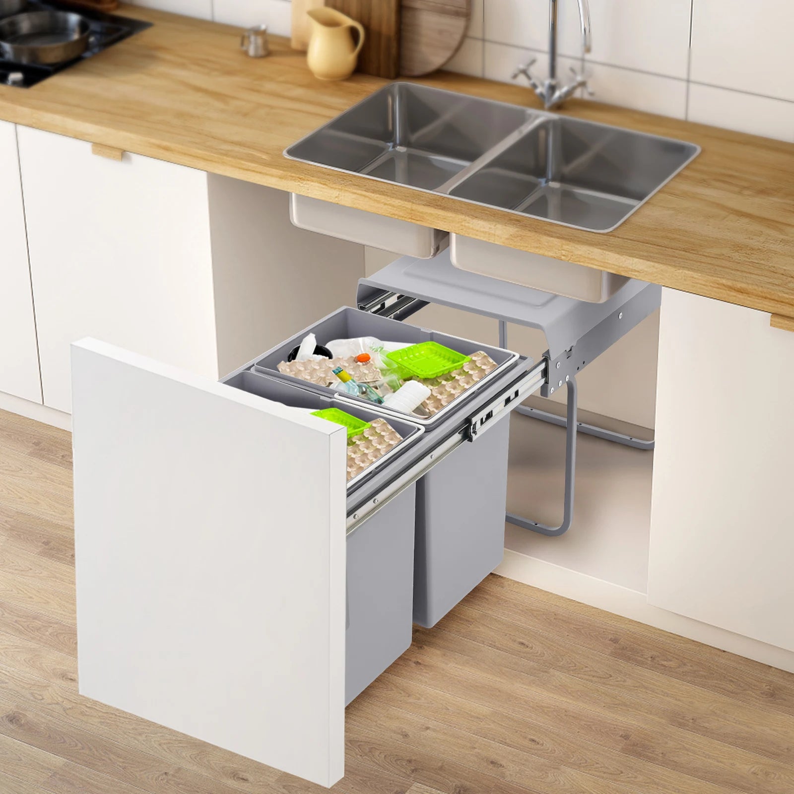 40 L Pull-Out Kitchen Waste Bin – Under-Cabinet Slide Recycling Trash Can System