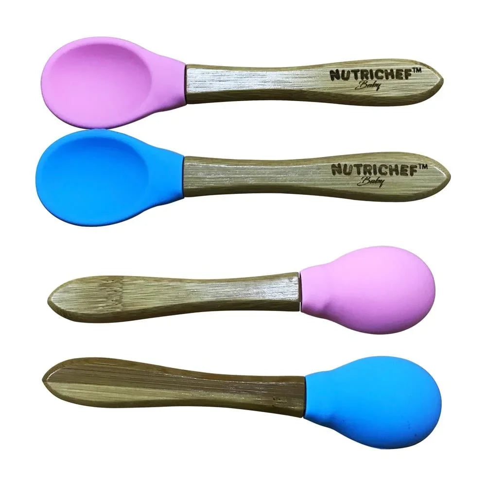 2-Piece Baby & Toddler Spoon Set – Wooden Handle with Soft Silicone Head | BPA-Free, Eco-Friendly Self-Feeding Utensils (4.72")