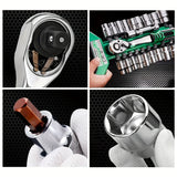 24-Tooth Drive Socket Wrench Set — 1/4" + 3/8" + 1/2" Ratchet | Compact Multi-Socket Kit for Car & Mechanical Repair