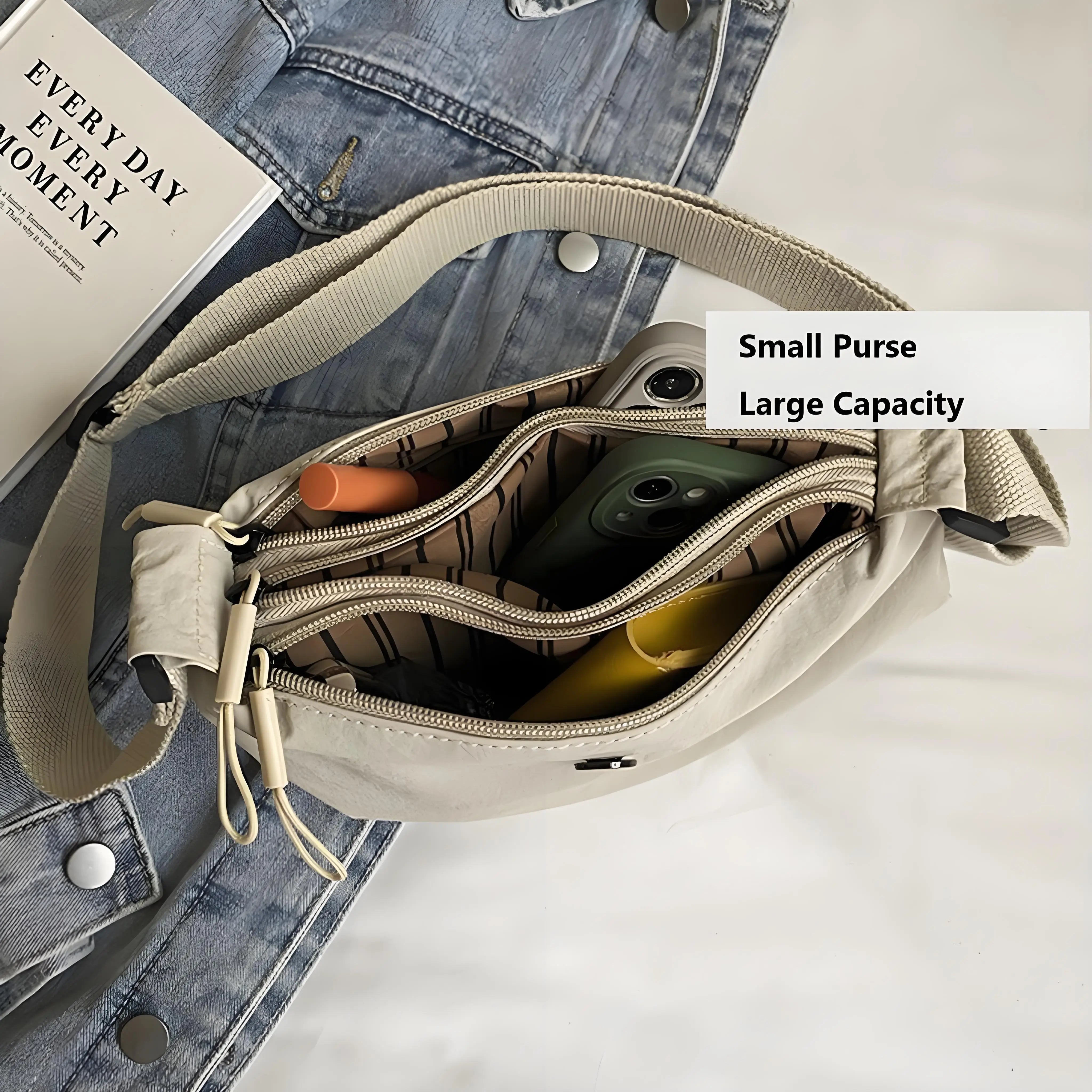 Women’s Multi-Functional Nylon Crossbody Bag – Waterproof Small Phone Shoulder Bag (Korean Minimal Style)