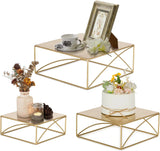 Set of 3 Gold Metal Cake & Cupcake Stands – Elegant Round Dessert Risers