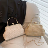 Elegant Hand-Woven Chain Shell Handbag – Exquisite Handmade Design for Weddings, Parties & Special Events