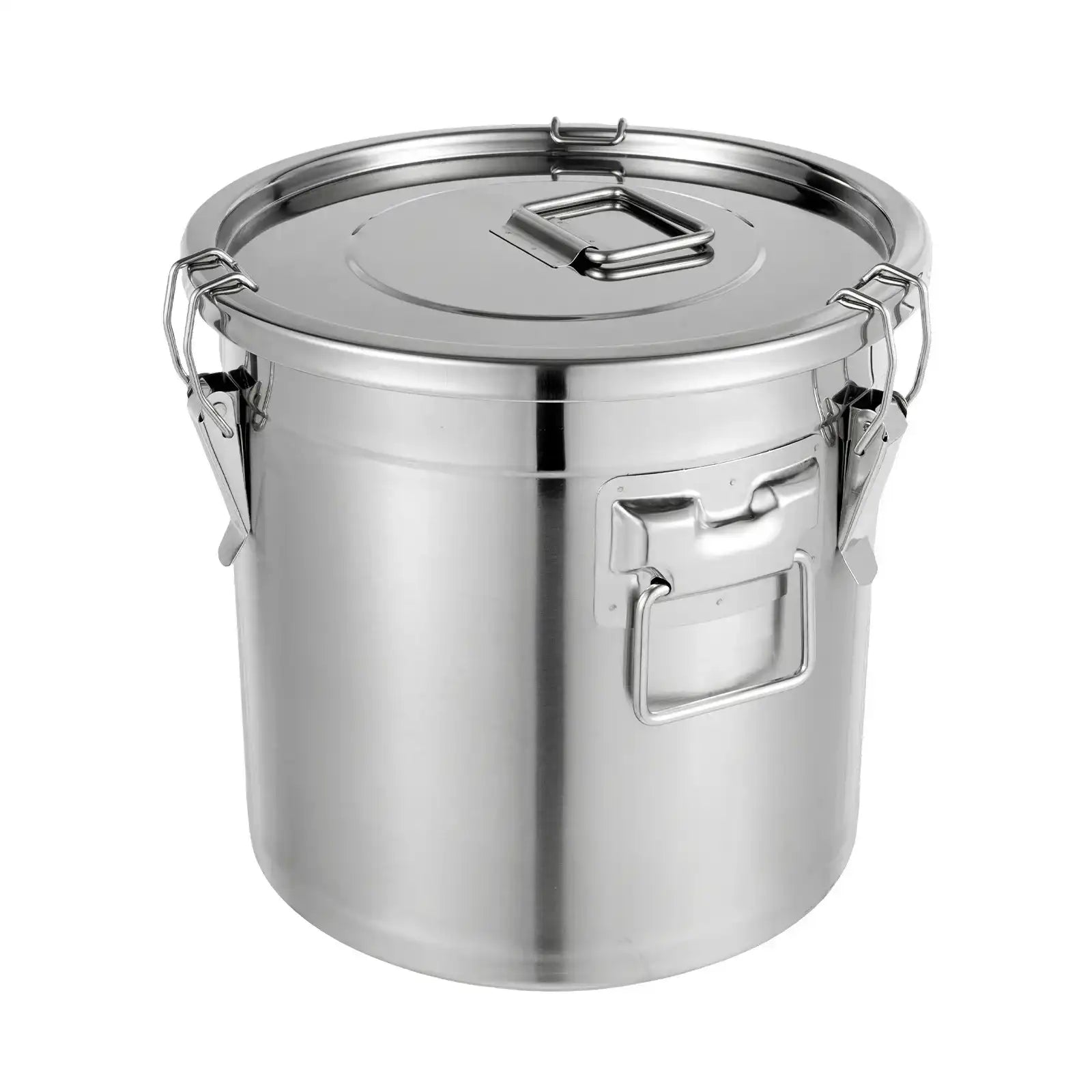 21 L Stainless Steel Large Capacity Food Storage Bin – Airtight Rice & Grain Container with Silicone Seal & Lock Clips