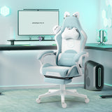 Dowinx Cute Gaming Chair with Cat Ears – Ergonomic Computer Chair with Massage Lumbar Pillow, Footrest & Headrest for Girls & Teens
