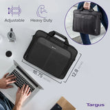 Targus Classic Slim Laptop Briefcase – Lightweight Black Polyester Bag for Laptops up to 16″ with Shoulder Strap