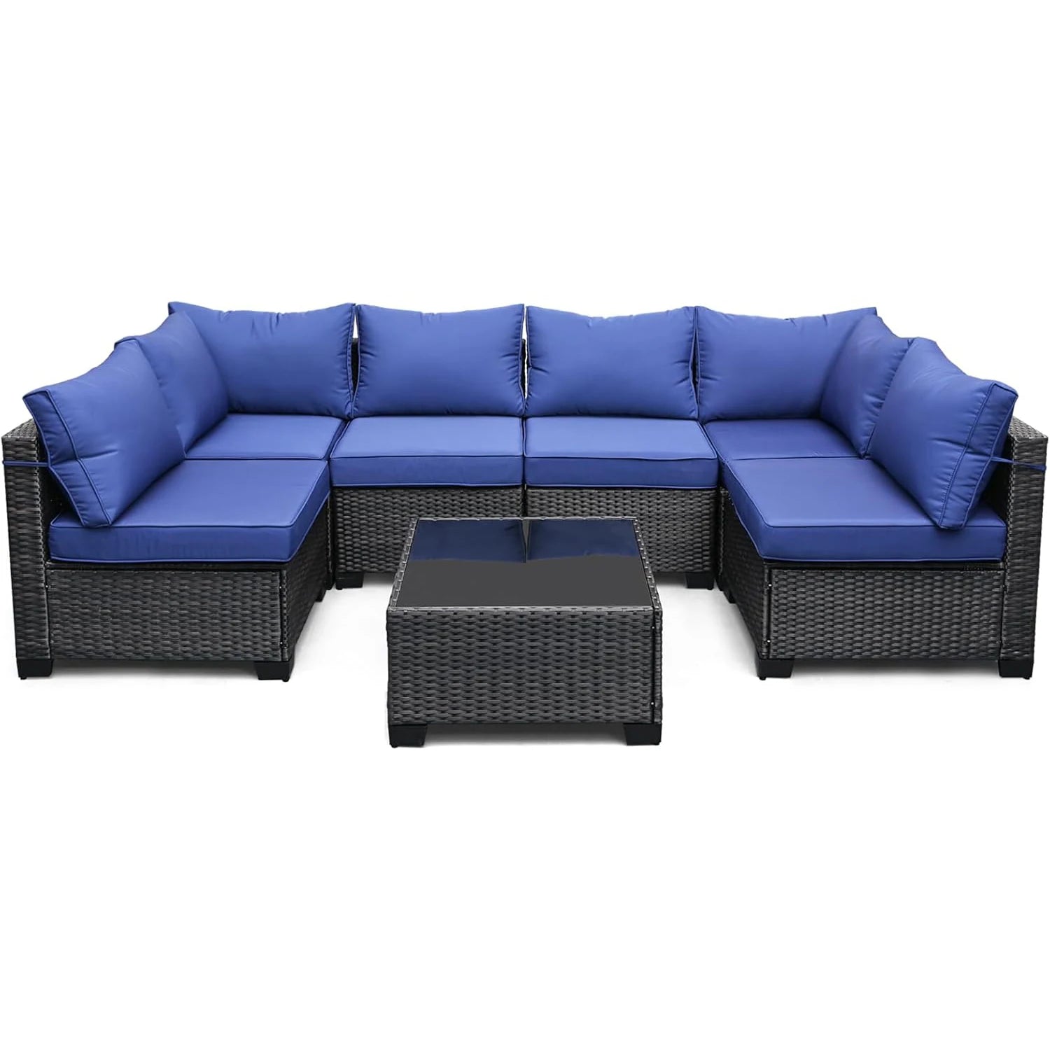 “7-Piece Modular Outdoor Furniture Set – PE Rattan Wicker Sectional Sofa with Cushions for Garden, Balcony & Patio”