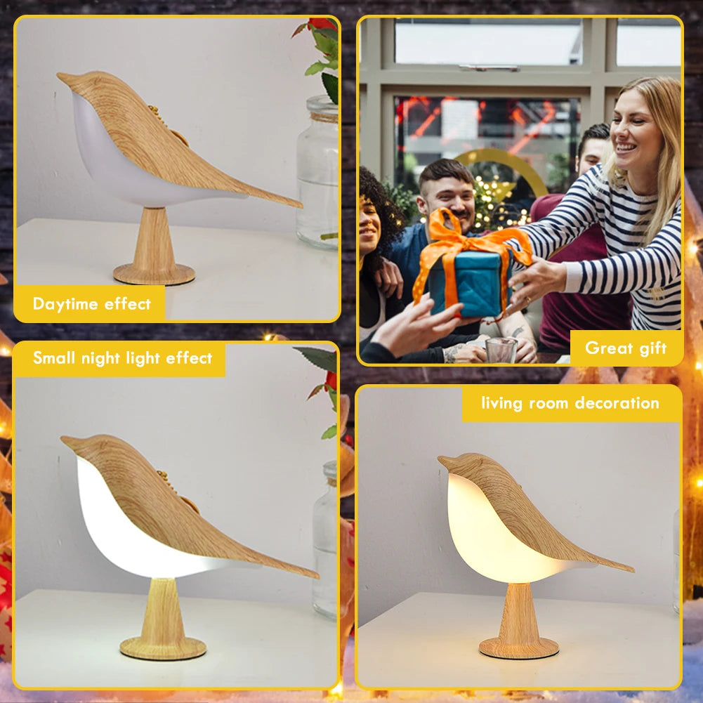 🕊️ LED Nightstand Lamp – Magpie Shape Touch Sensor Lamp with Aromatherapy Diffuser & 3-Level Brightness for Dorm & Bedroom