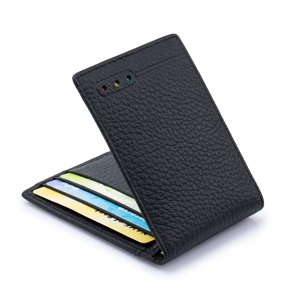 RFID Blocking Genuine Leather Slim Wallet – Unisex Soft Credit Card Holder & Thin Minimalist Purse for Men & Women