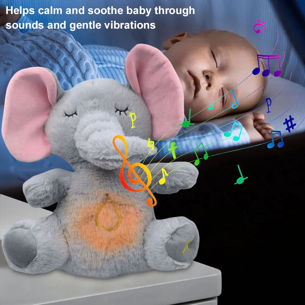 Cute Animal Baby Sound Machine – Musical Sleep Toy with Lights, Rhythmic Breathing Motion & Soothing Music for Newborns