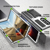 Heavy Duty Armor Metal Aluminum Case – Shockproof Military Stand Cover with Screen Protector for Samsung Z Fold 4