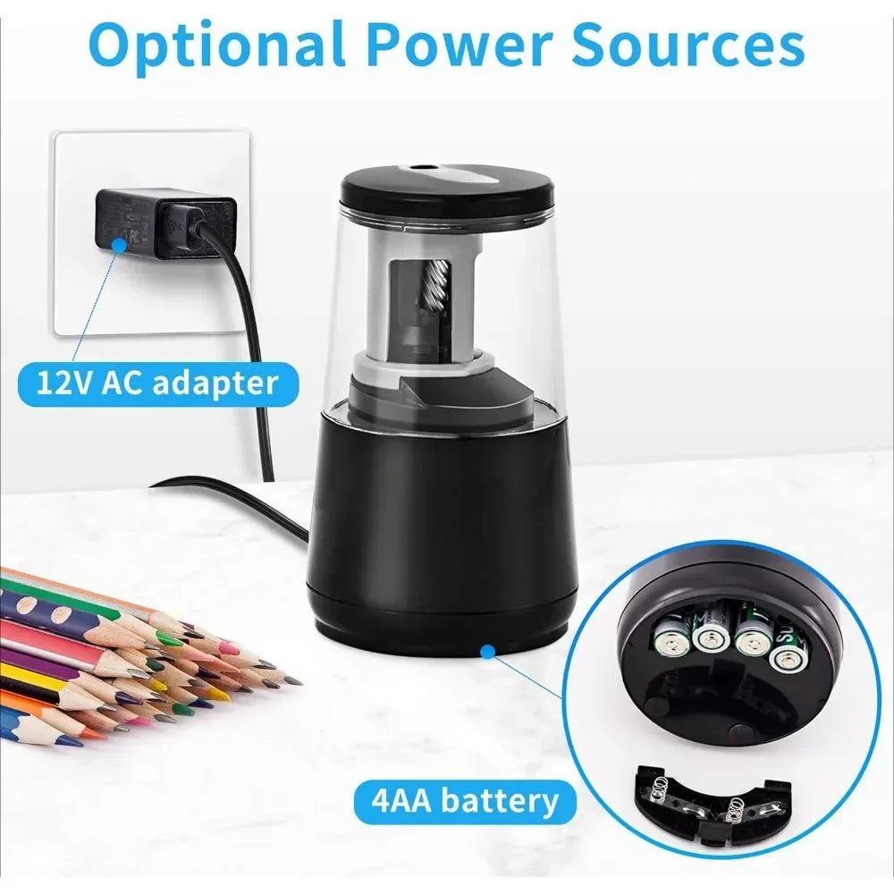 Electric Pencil Sharpener – Heavy-Duty Helical Blade, Auto-Stop for No.2 & Colored Pencils (6-8 mm)