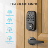 LNDU WL01 Smart Lock – WiFi Entry Deadbolt with Fingerprint, App Control & Rechargeable Battery