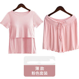 Women’s Cotton Maternity Pajama Set – Short Sleeve Summer Breastfeeding Clothes, Postpartum Homewear for Moms