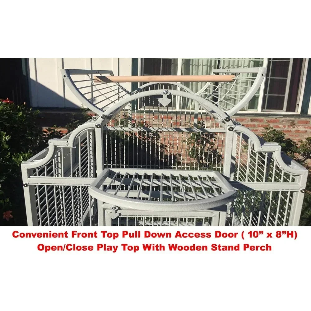 Large Stylish Dome-Top Bird Cage – Durable Wrought Iron Parrot & Finch Cage with Stand for Macaws, Cockatoos & Medium Birds