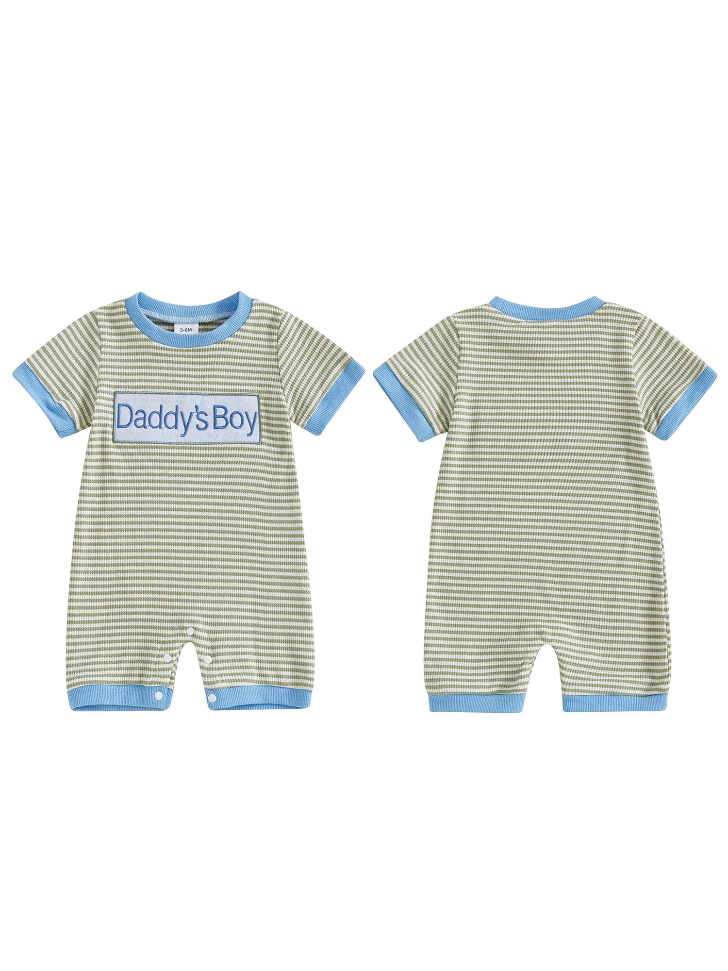 Baby Boy Summer Romper – Father’s Day Gift Outfit with Letter Embroidery & Striped Design for Daily Wear