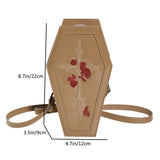 Women’s Coffin Satchel Cartoon Gothic Crossbody Bag – Rose Print Y2K Cellphone Pouch