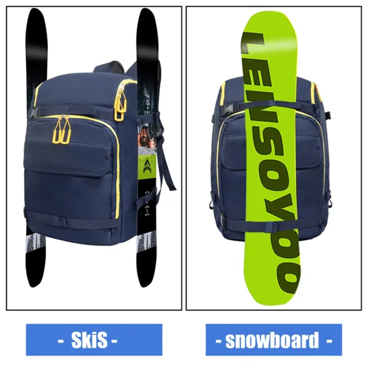 50L Ski Backpack for Winter Sports – Large Capacity Blue Travel Pack for Helmet, Goggles & Accessories