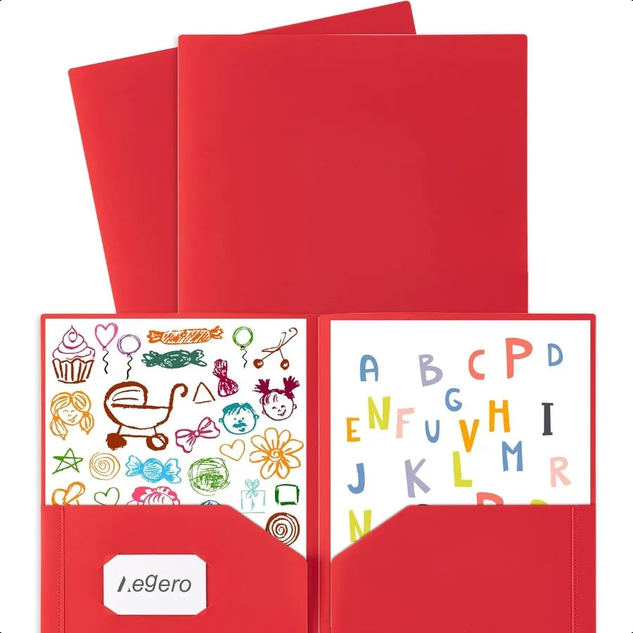 7-Pack Durable Plastic File Folders with Pockets & Business Card Slot – Assorted Colors Organizer