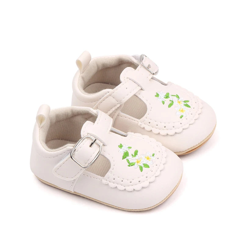 Cute Baby Girls’ Bowknot Mary Jane Shoes – PU Leather First Walker Flats with Non-Slip Sole for Toddler Princesses