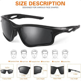 Polarized Sports Sunglasses – UV400 Wrap-Around Glasses for Men & Women, Ideal for Running, Fishing & Driving (TR90 Frame)
