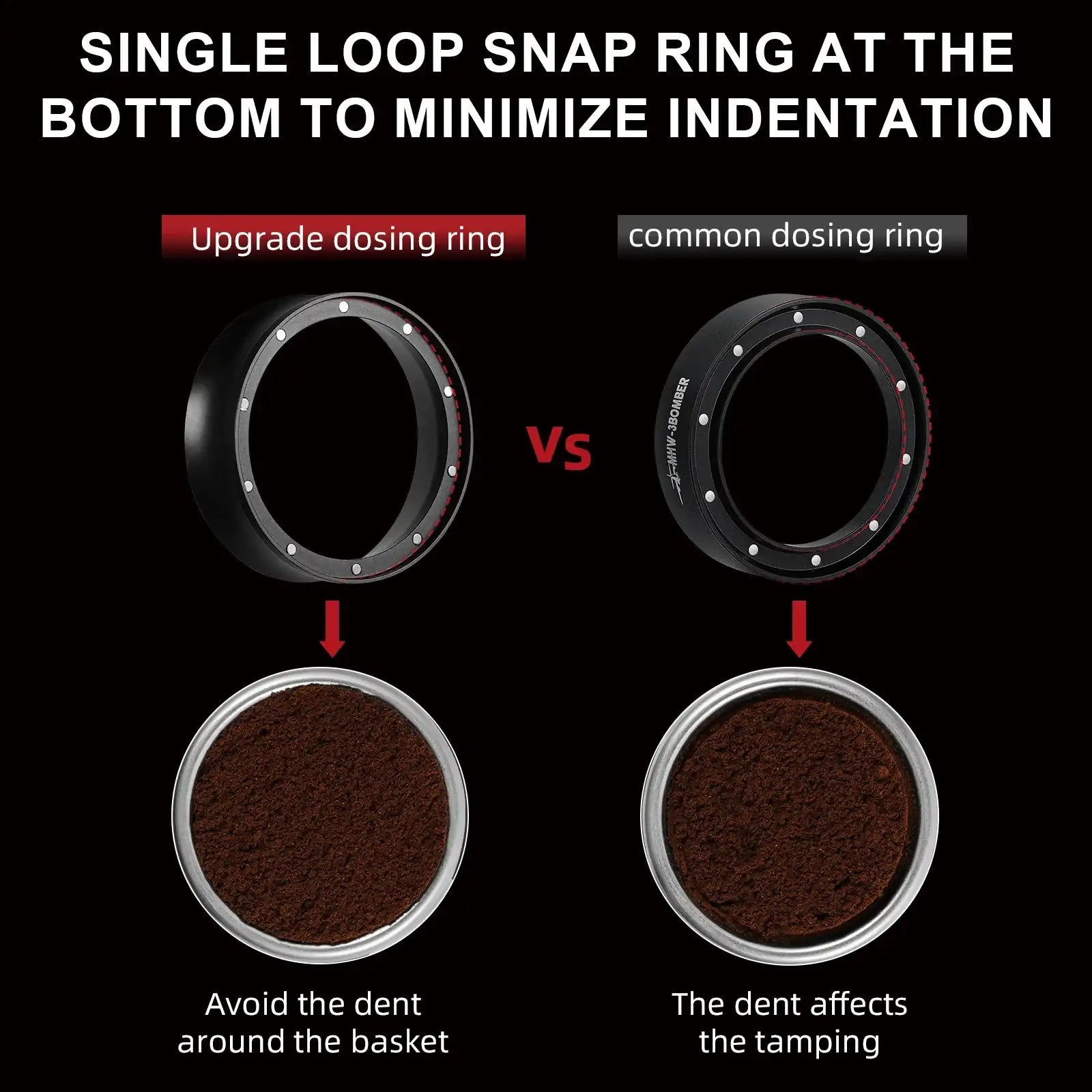“MHW-3BOMBER Magnetic Coffee Dosing Ring – 53–58mm Espresso Portafilter Funnel Barista Tool for Precise Brewing”