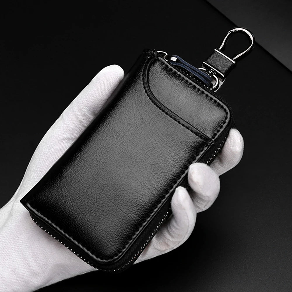 Personalized Leather Keychain Holder – Custom Name & Phone Number Car Key Case and Multifunction Pouch