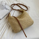Elegant Woven Crossbody Bag 🏖️ – Handmade Straw Messenger Bag with Adjustable Strap for Summer & Beach Style 🌞✨