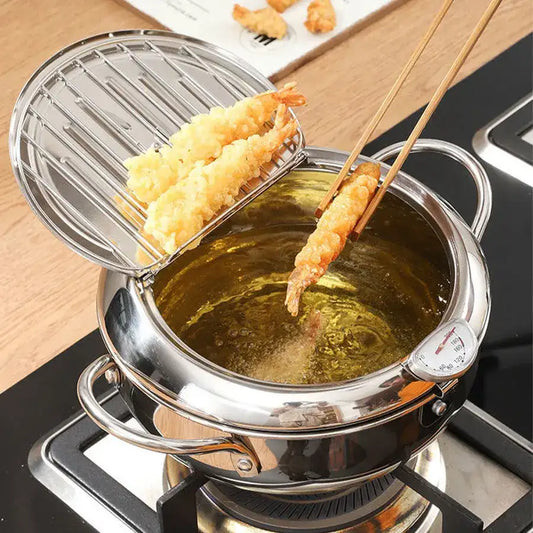 “28 cm / 4.2 L Stainless Steel Deep Frying Pot – Large Capacity Japanese-Style Tempura Pan”