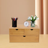 Bamboo 3-Drawer Desk Organizer Box – Compact Wood Desktop Storage Solution