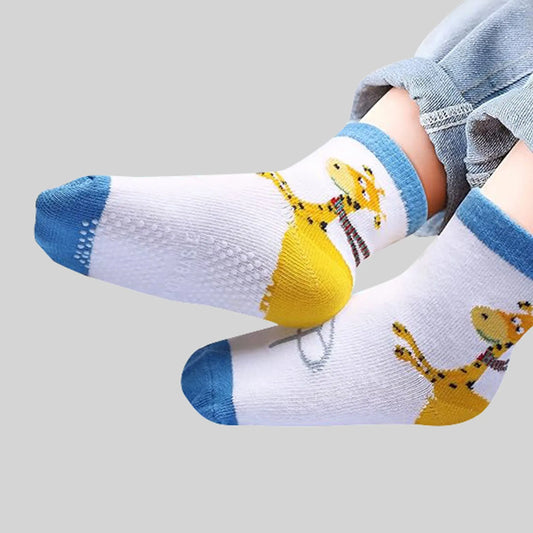 12-Pack Non-Slip Kids’ Socks with Grips – Cotton Crew Socks for Toddlers & Baby Boys/Girls, Ages 3–5 Years
