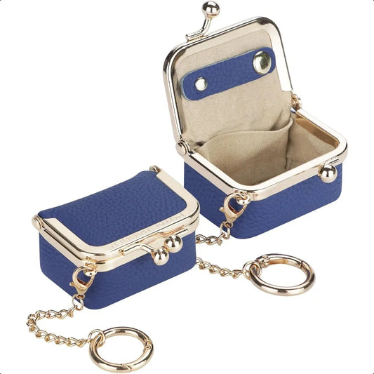 Genuine Leather Mini “Jewelry” Coin Purse – Solid Colour Kiss-Lock Change Pouch for Women