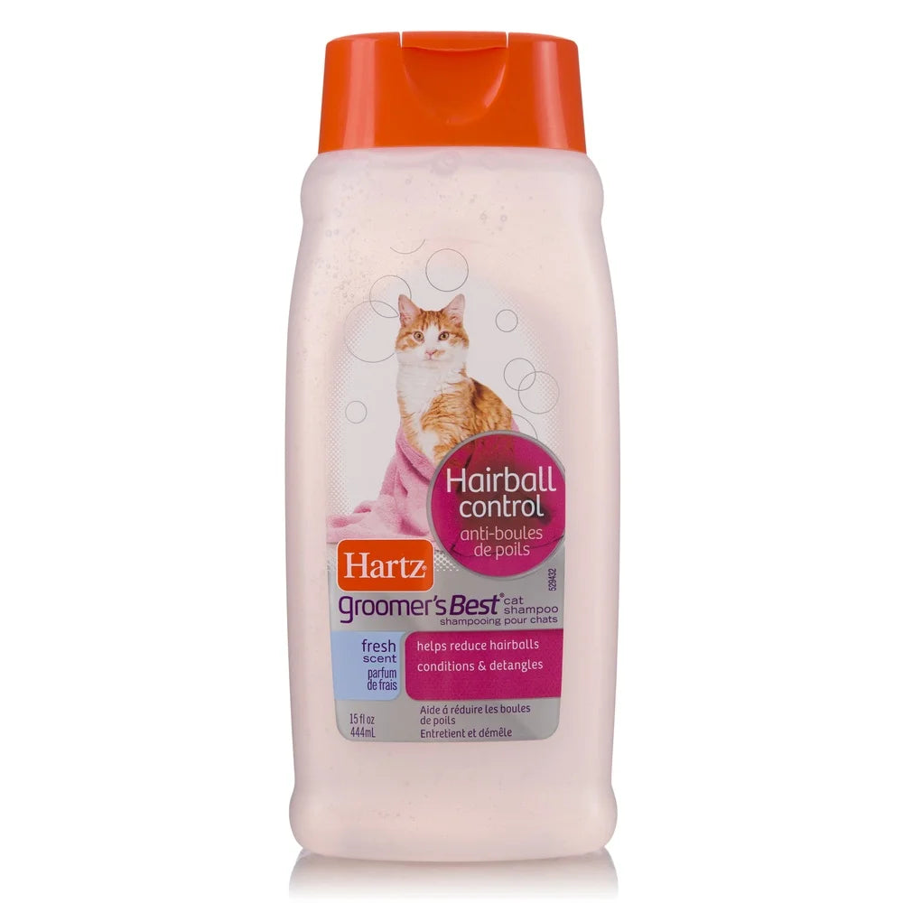 Groomer’s Best Cat Shampoo – 2-Pack 15oz Hairball Control, Fresh Scent Conditioner Formula for Silky & Shiny Cat Coats
