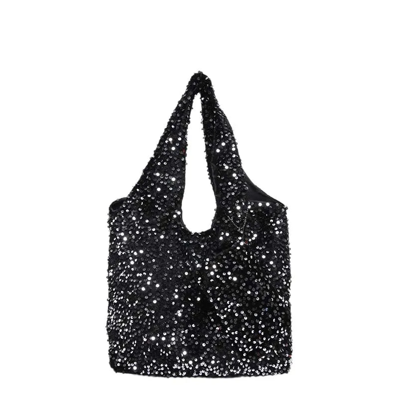 Large Capacity Sequin Tote Bag for Women – Slouchy Hobo Under-Arm Purse for Work, Travel & Shopping