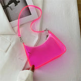 Clear Jelly Shoulder Bag for Women – Small Zipper Under-arm Purse Transparent Fashion Handbag