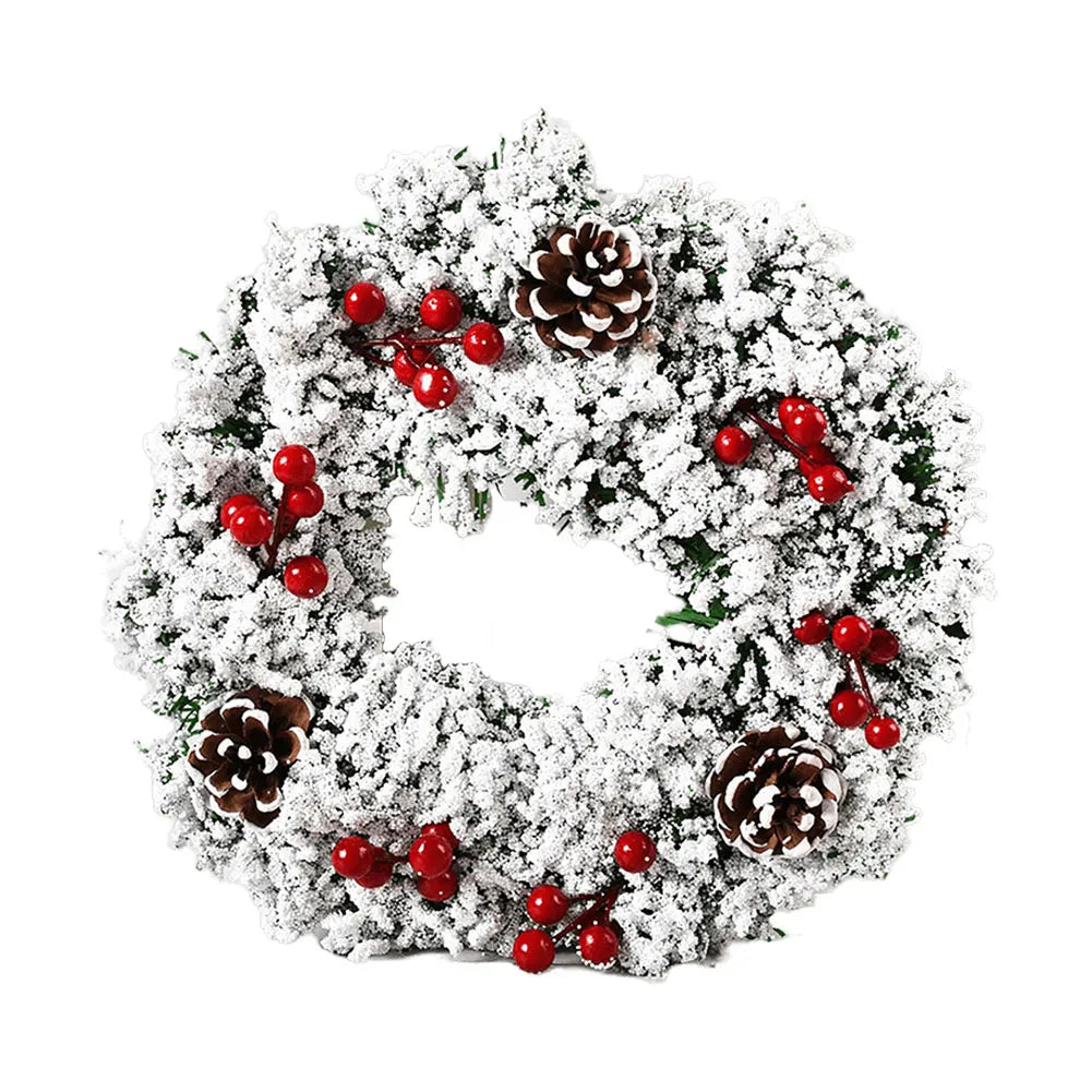 Christmas Hanging Wreath Decoration – Festive PVC Door Décor with Bow, Berries, Santa & Reindeer Design
