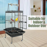 Playtop Parrot Cage – Heavy-Duty Wrought Iron Bird Cage with Rolling Stand, Large Pet Bird House for Parrots & Cockatiels