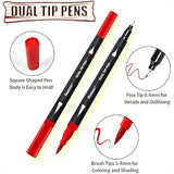 Dual Brush Tip Coloring Markers – 34-Color Set for Calligraphy, Journaling & Drawing 🎨