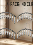 4-Piece Magic Multi-Clip Hanging Drying Rack – Windproof Balcony Clothes, Underwear & Sock Clips
