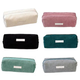 Corduroy Pencil Case – Large Capacity Zipper Pouch, Solid Color Kawaii Stationery Organizer for School & Office Supplies